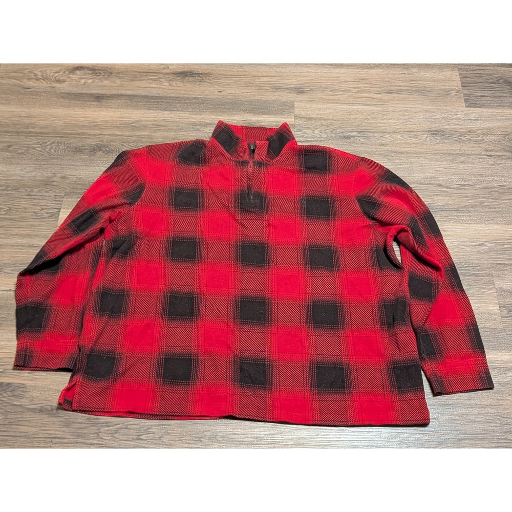 Polo Ralph Lauren Estate Rib Quarter Zip Pullover Red Black Buffalo Plaid XXL